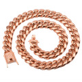 10/12/14mm Hip Hop Stainless Steel Jewelry Rose Gold Encrypted Cuban Chain Thick Necklace